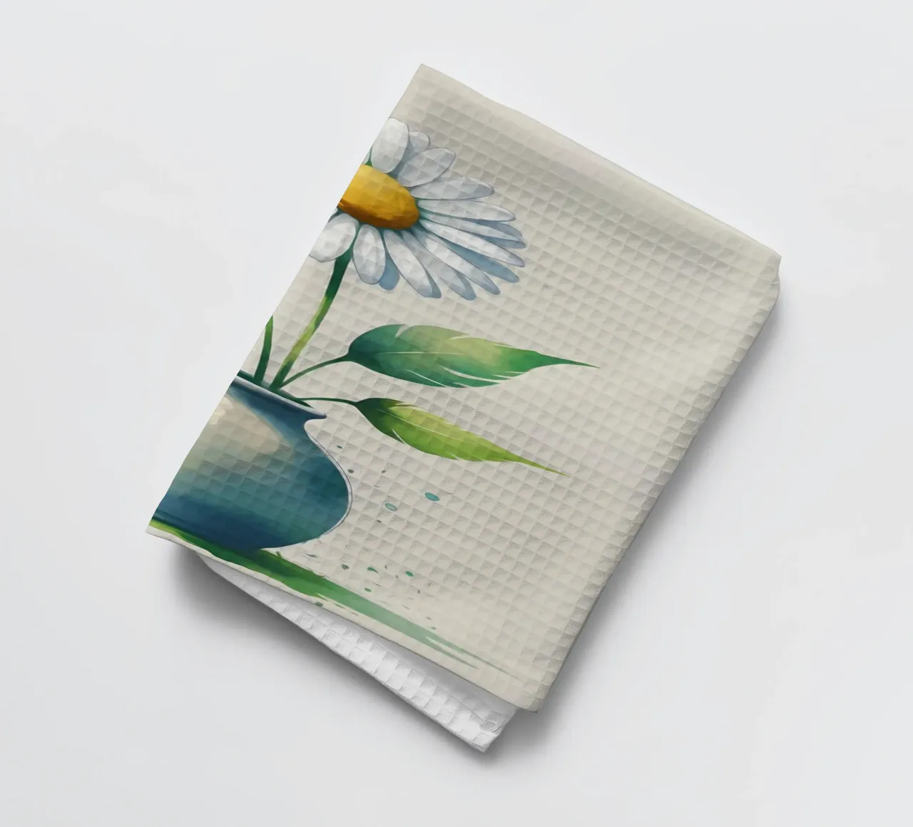Peinture numérique minimaliste d'une marguerite dans un vase torchon de Bloom And Brush