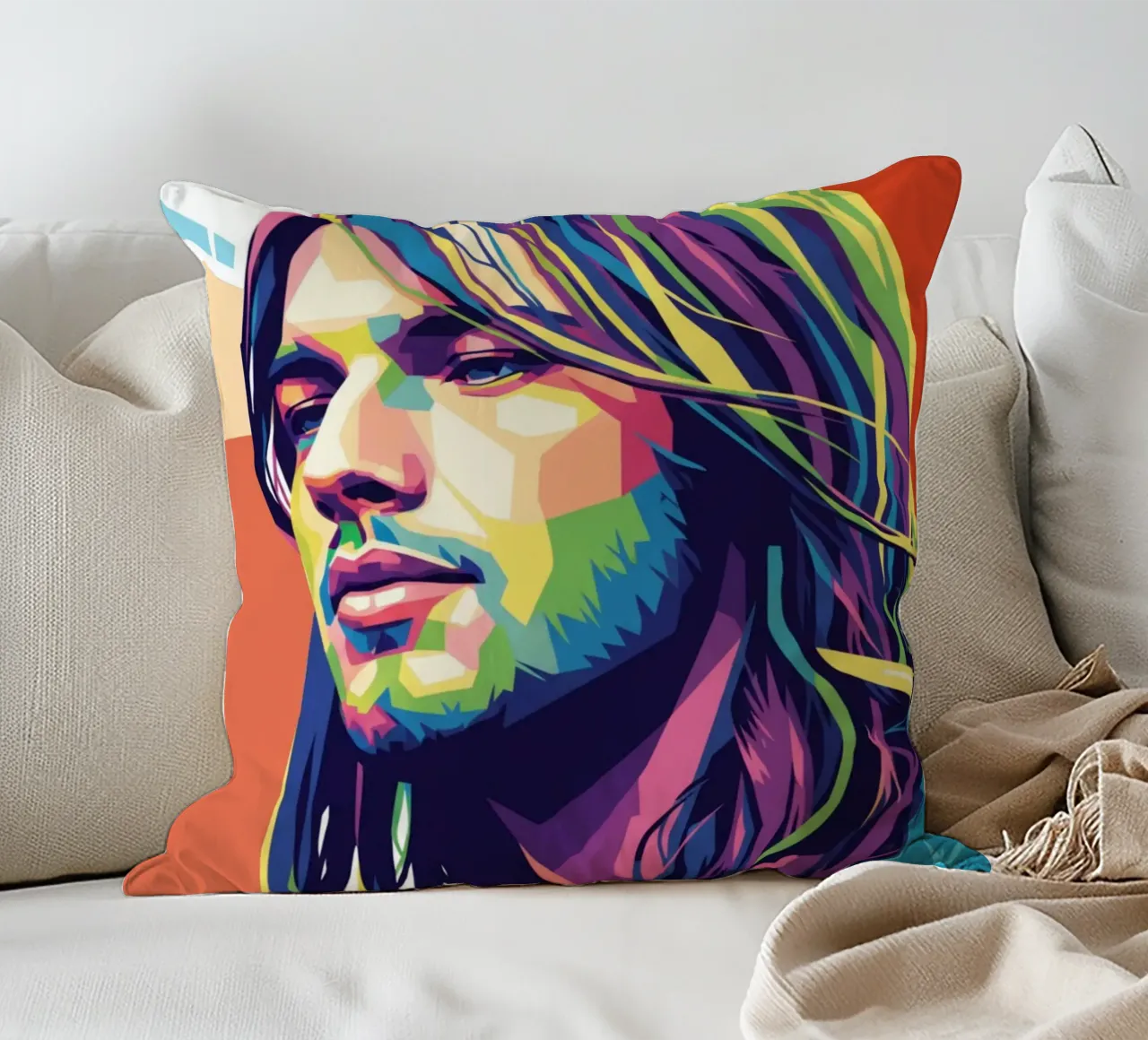 David Gilmour pop art colorata cuscino da Hantamrata
