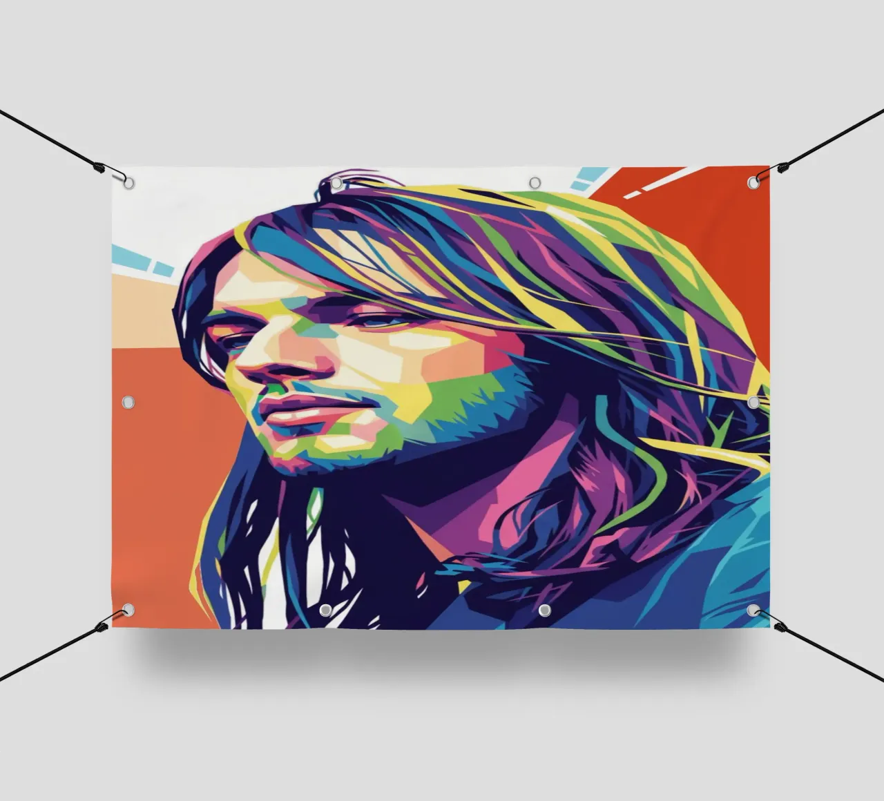 David Gilmour pop art colorata telo in pvc da Hantamrata