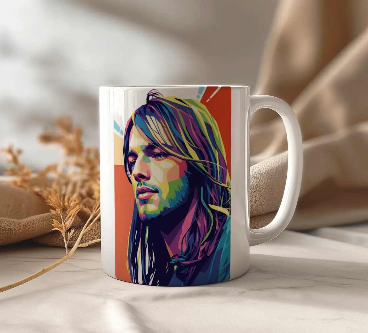 David Gilmour pop art colorata tazza in ceramica da Hantamrata
