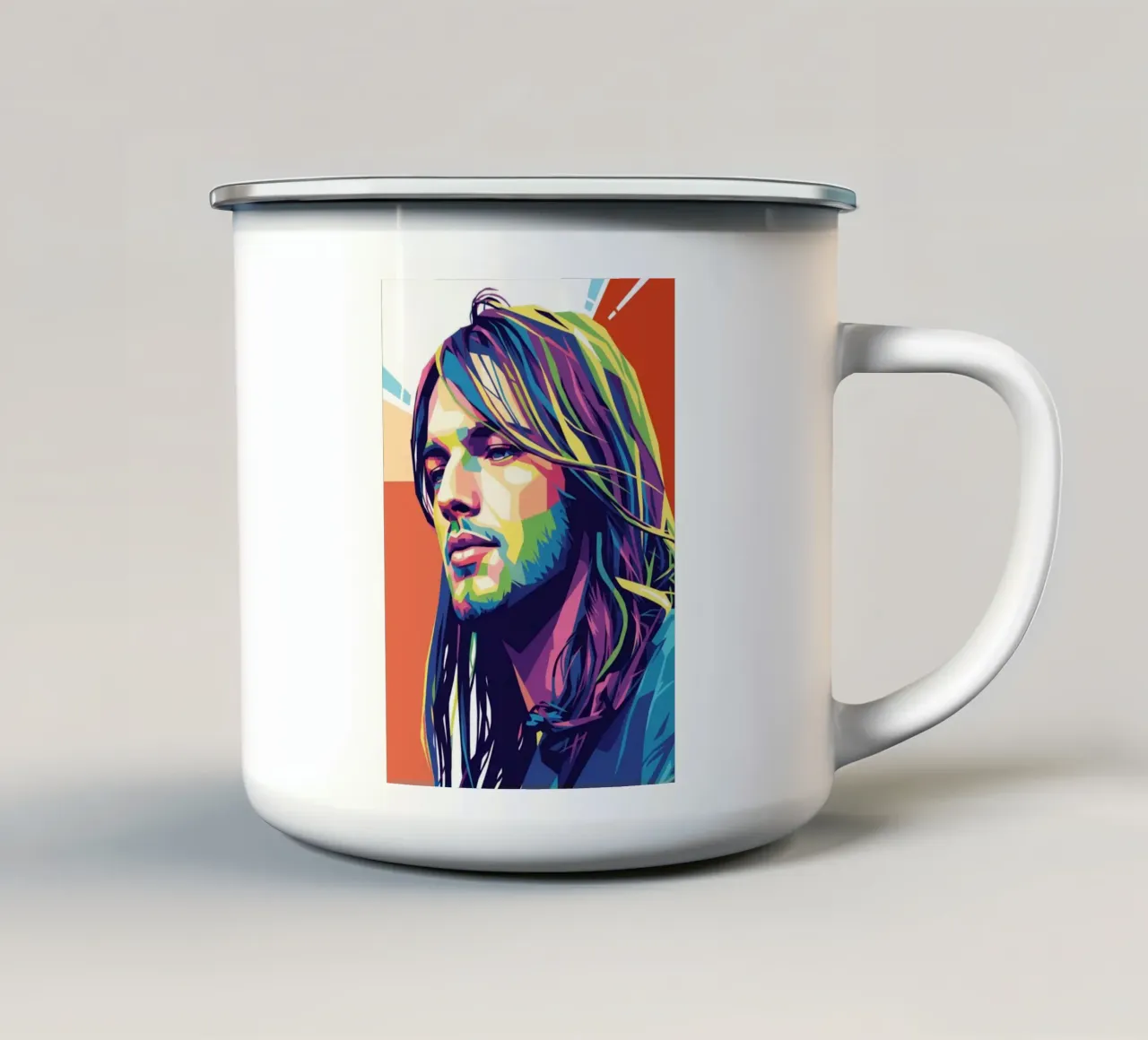 David Gilmour pop art colorata tazza in smalto da Hantamrata