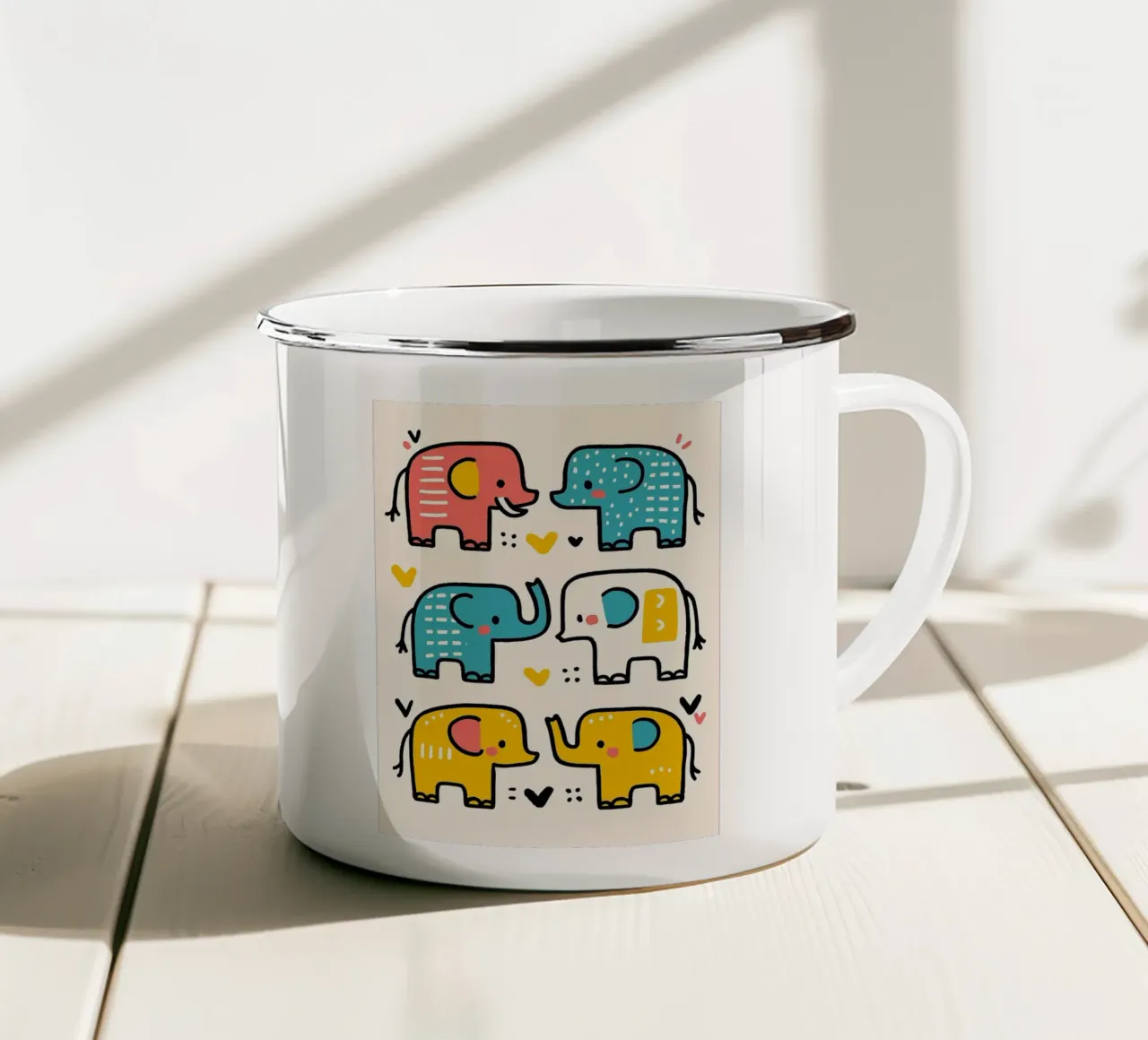 Carini elefanti dei cartoni animati tazza in smalto da JoyWalkerShop