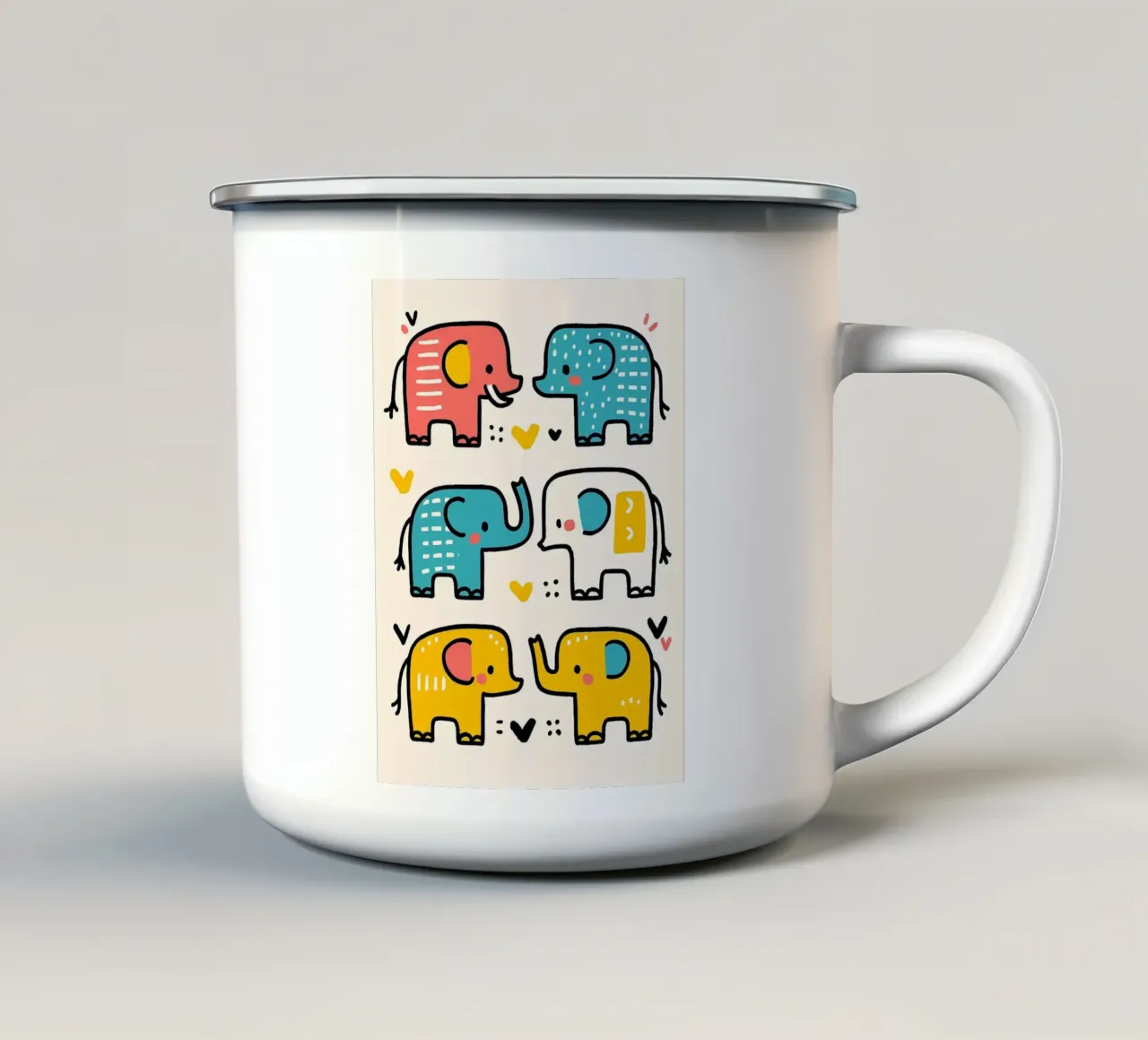 Carini elefanti dei cartoni animati tazza in smalto da JoyWalkerShop