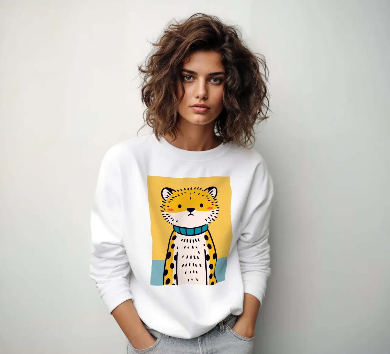 Simpática ilustración de un leopardo sudadera de JoyWalkerShop