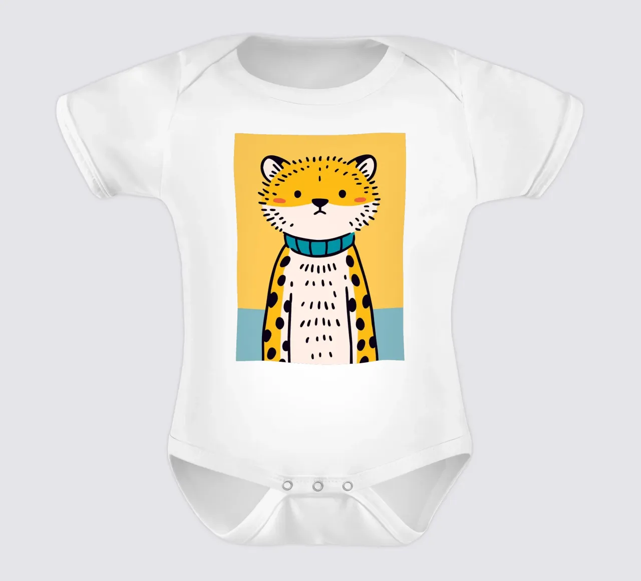 Simpática ilustración de un leopardo body de bebé de JoyWalkerShop