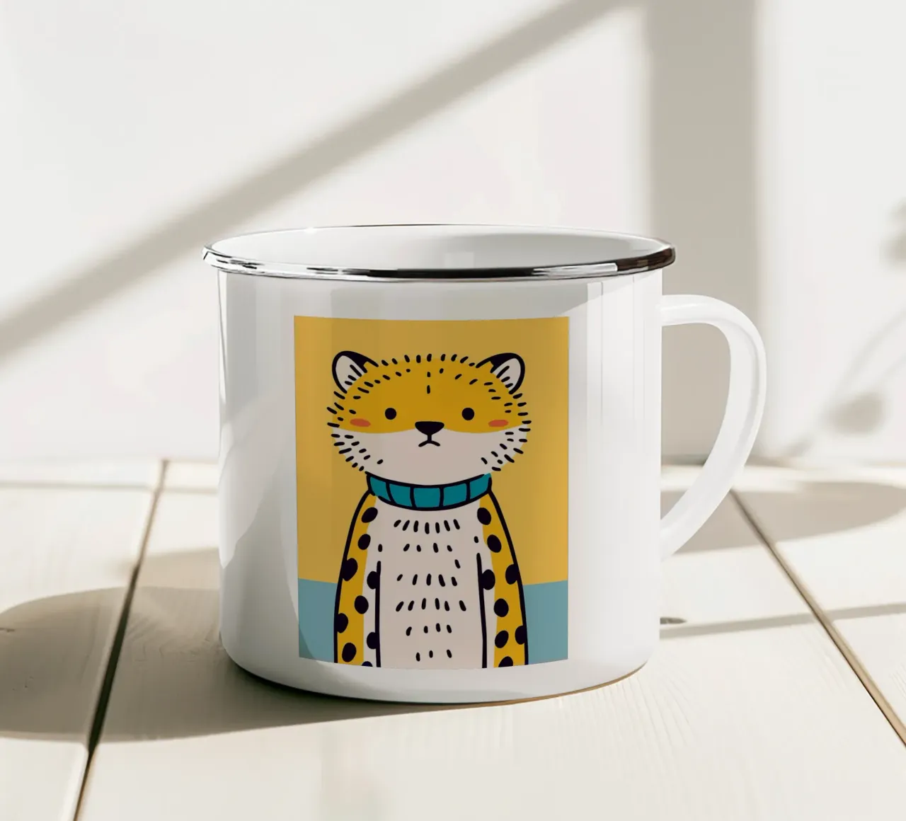 Illustrazione di un leopardo carino tazza in smalto da JoyWalkerShop