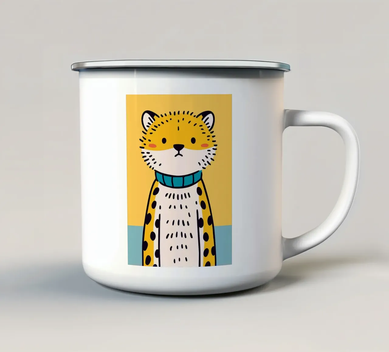 Illustrazione di un leopardo carino tazza in smalto da JoyWalkerShop