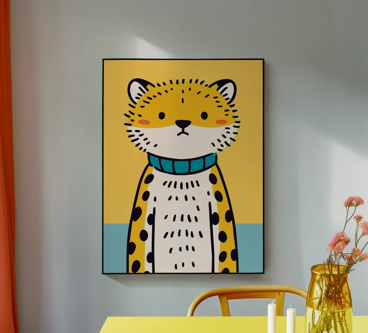 Simpática ilustración de un leopardo metacrilato de JoyWalkerShop