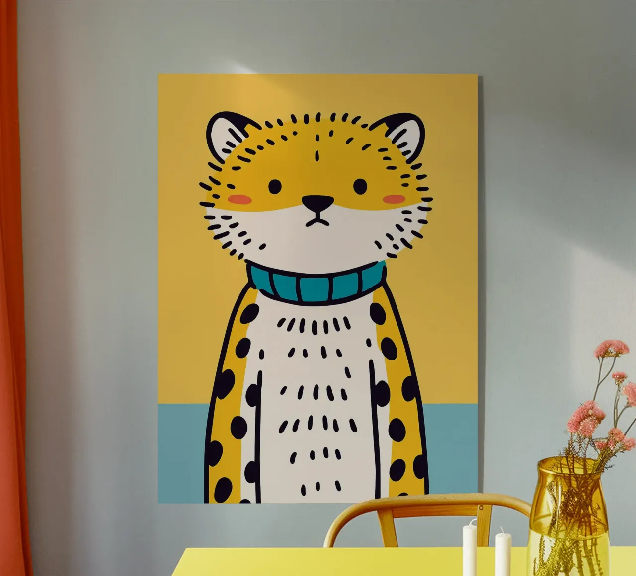 Simpática ilustración de un leopardo metacrilato de JoyWalkerShop