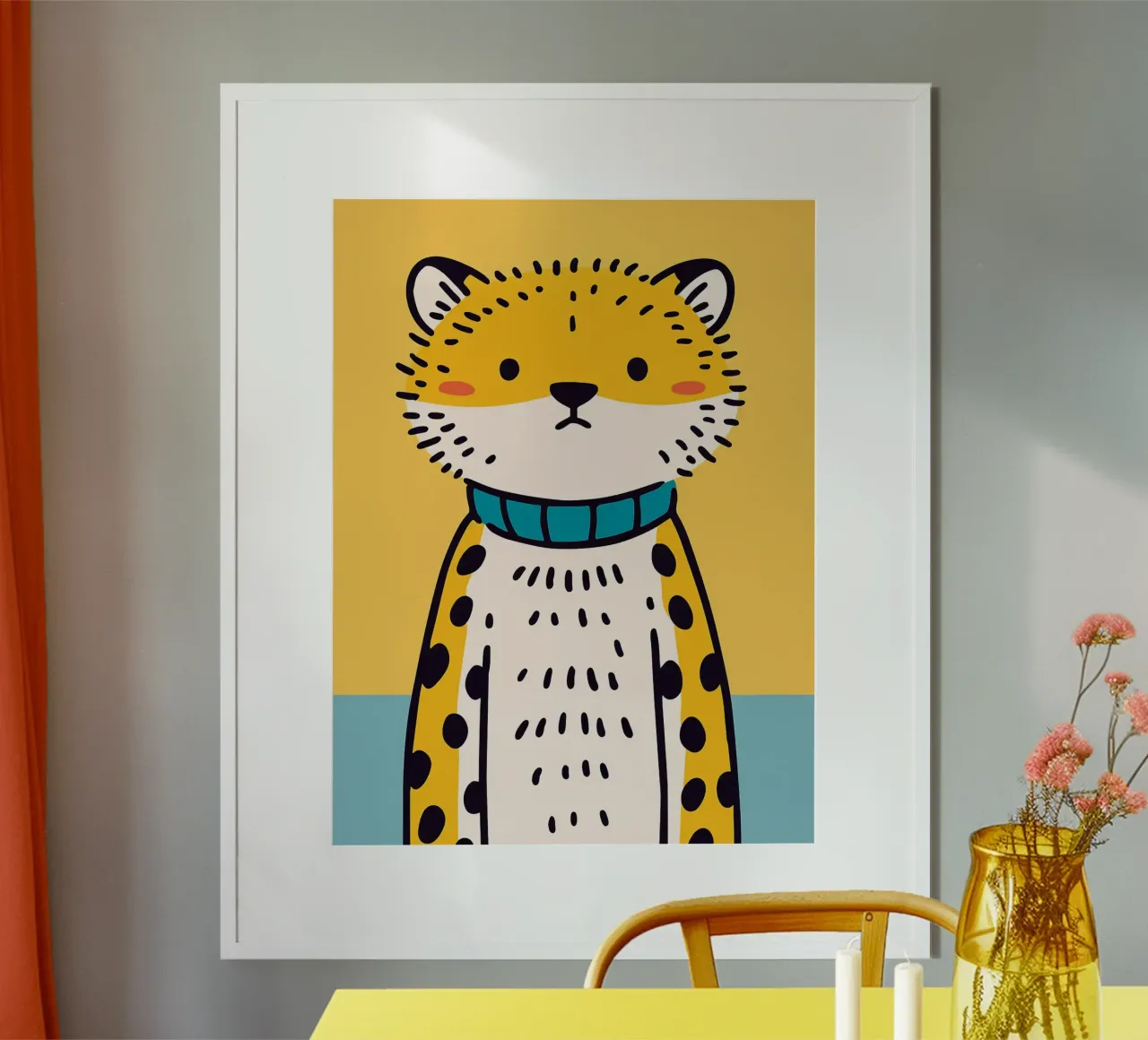 Simpática ilustración de un leopardo hahnemühle de JoyWalkerShop