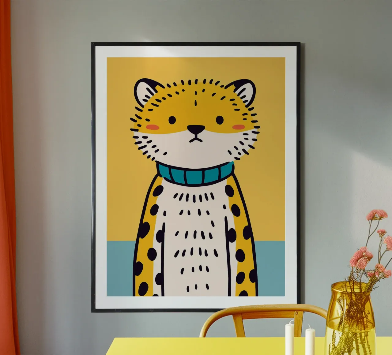 Simpática ilustración de un leopardo hahnemühle de JoyWalkerShop