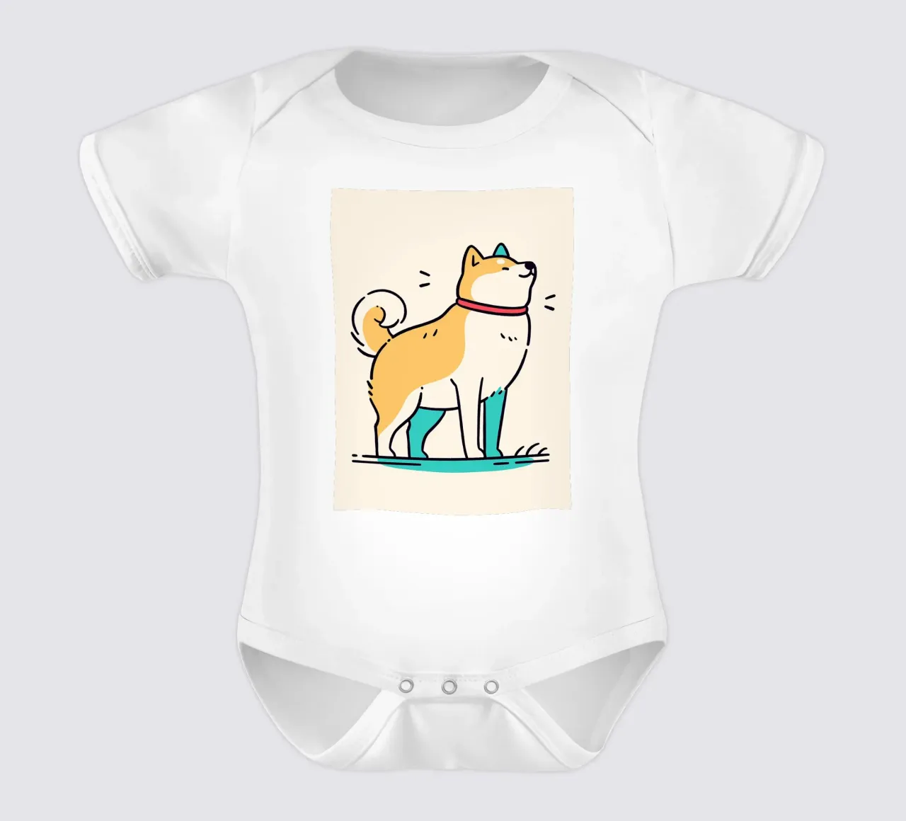 Shiba Inu felice body neonato maniche corte da JoyWalkerShop