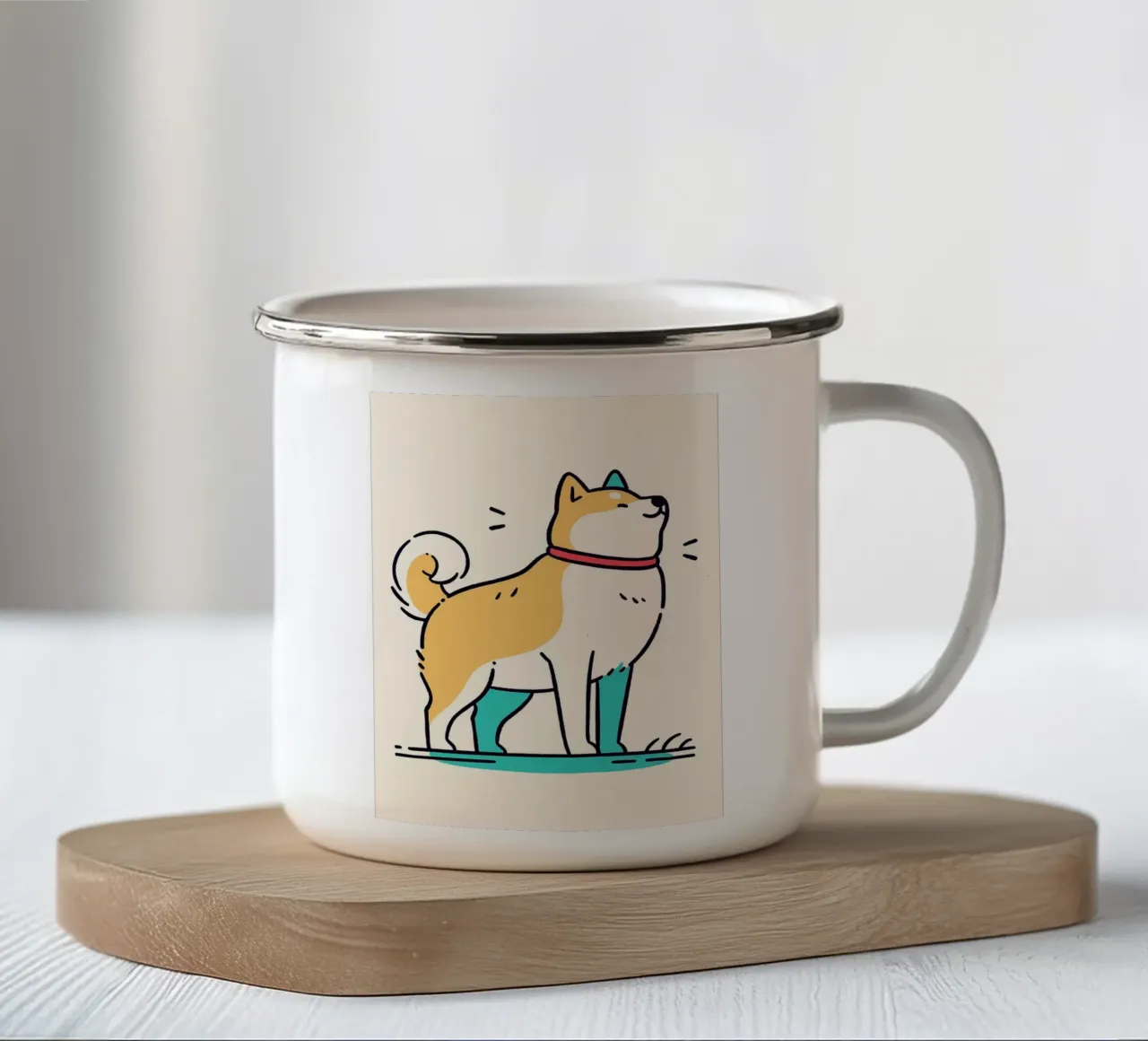 Shiba Inu felice tazza in smalto da JoyWalkerShop