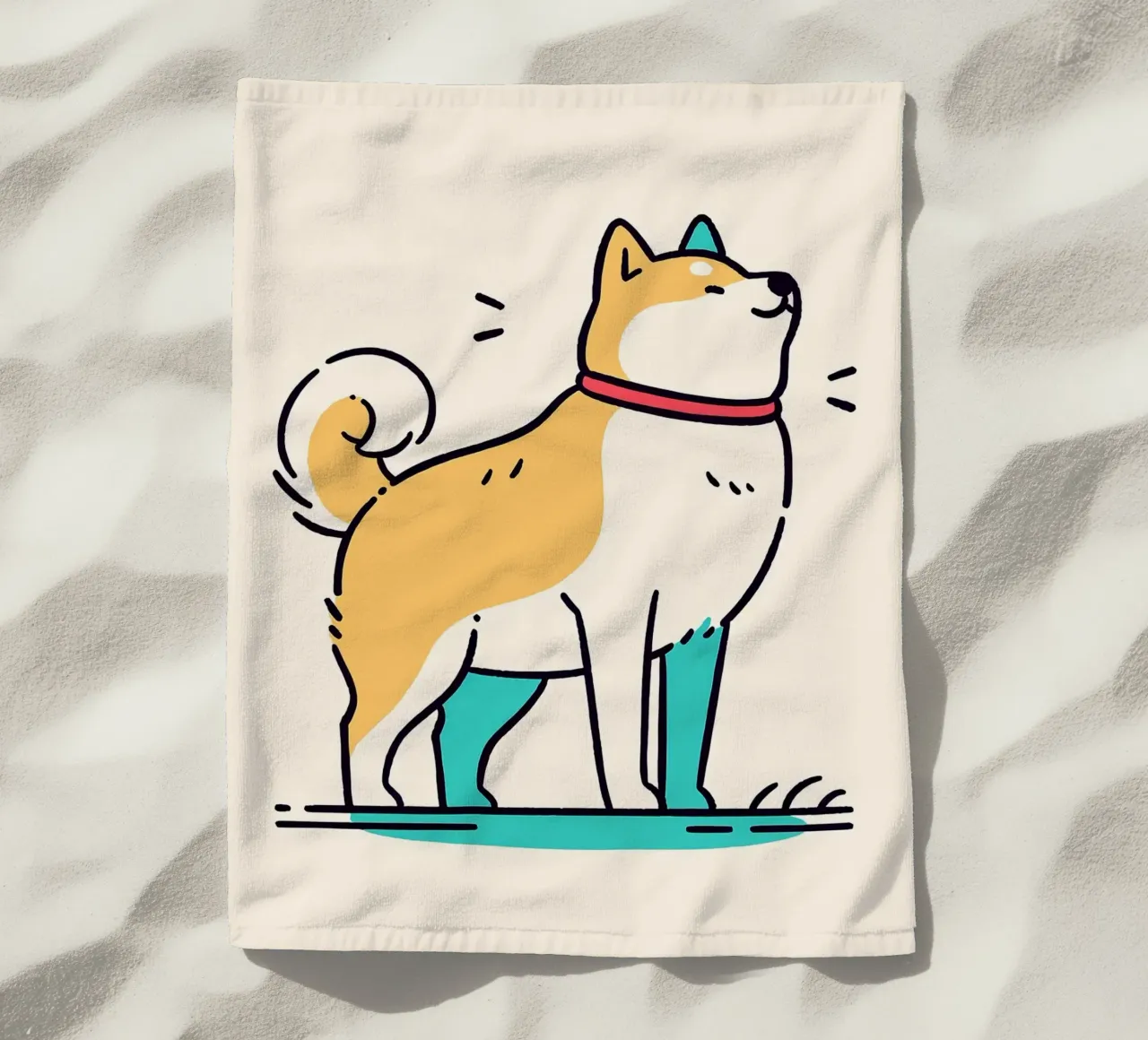 Shiba Inu felice telo mare da JoyWalkerShop