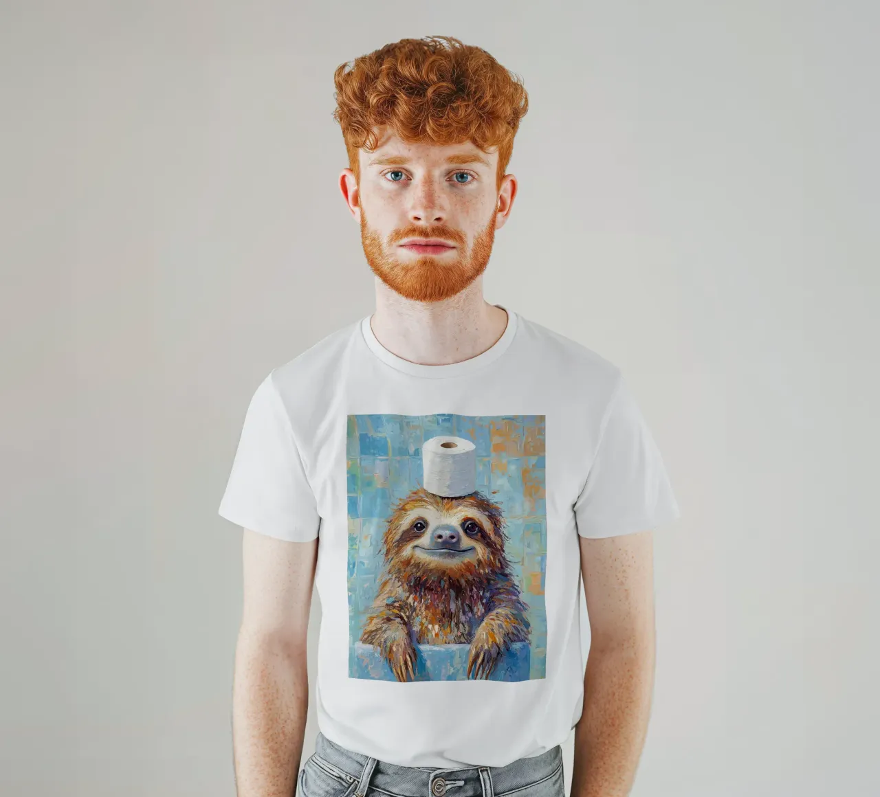 Bradipo con carta igienica in testa t-shirt da JoyWalkerShop