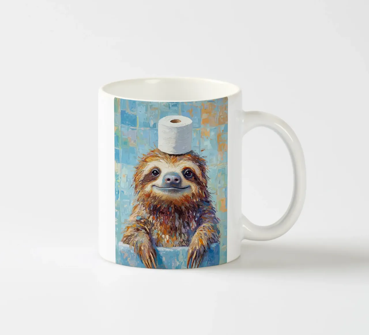 Bradipo con carta igienica in testa tazza in ceramica da JoyWalkerShop