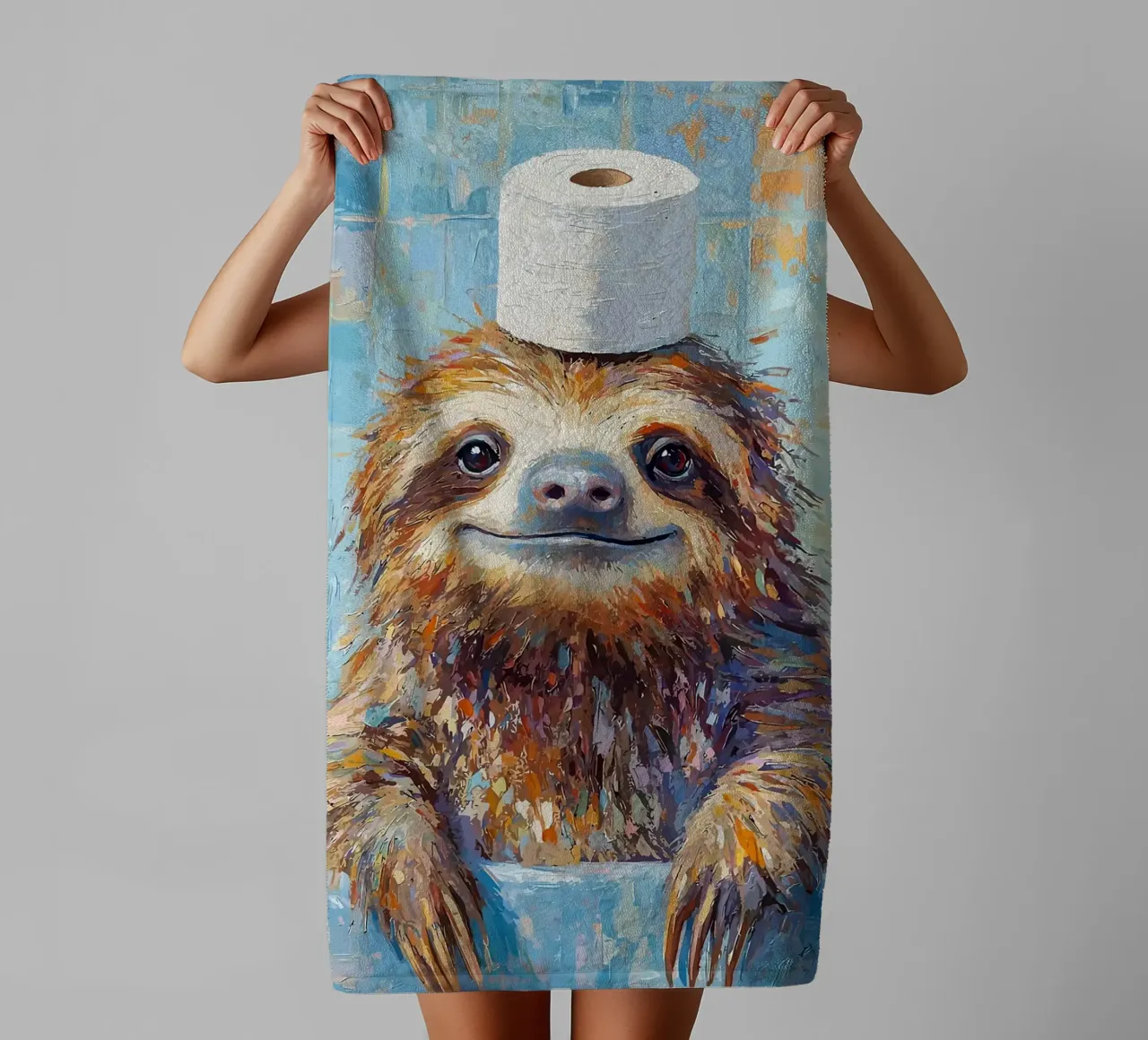 Bradipo con carta igienica in testa asciugamano da bagno da JoyWalkerShop