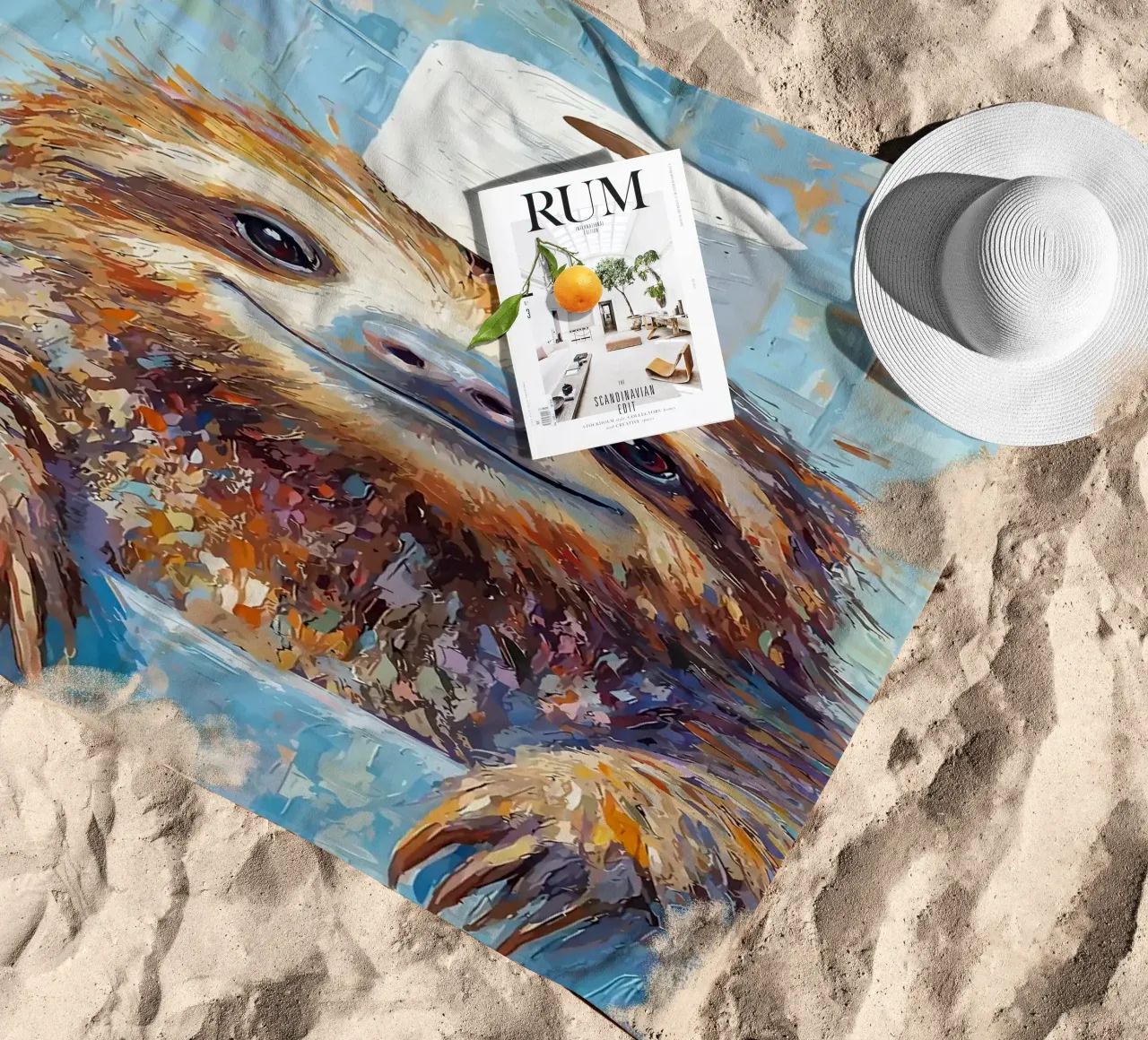 Bradipo con carta igienica in testa telo mare da JoyWalkerShop