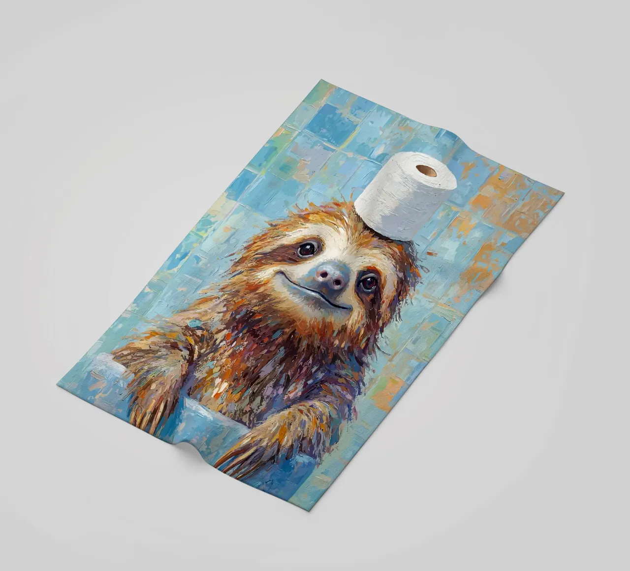 Bradipo con carta igienica in testa telo mare da JoyWalkerShop