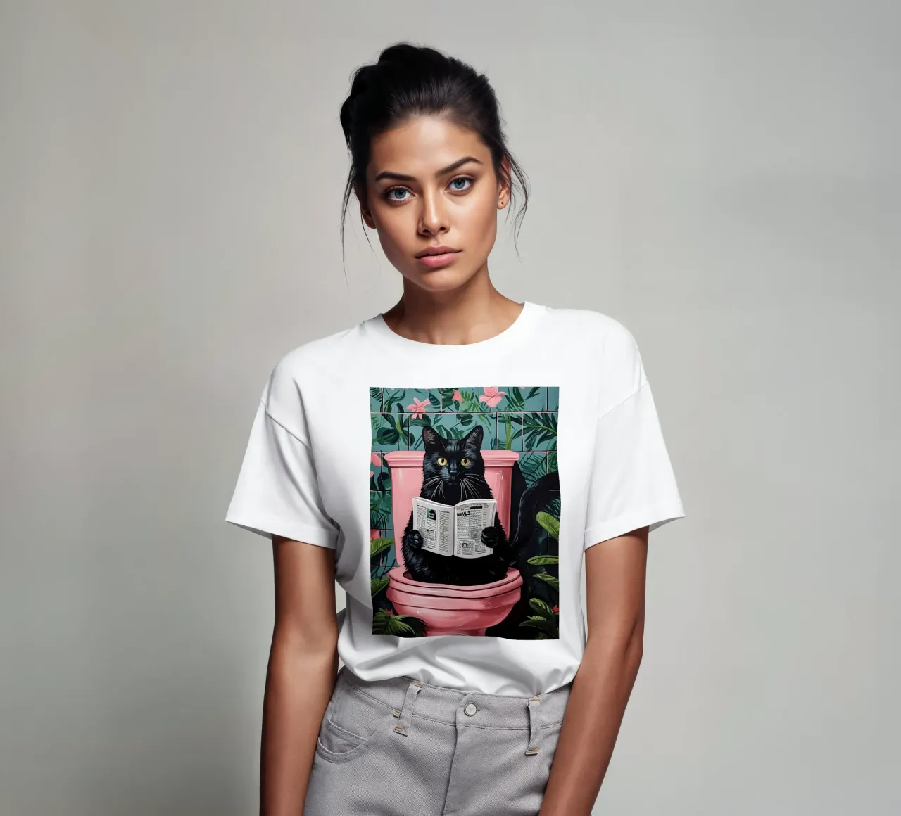il gatto va in bagno t-shirt da JoyWalkerShop