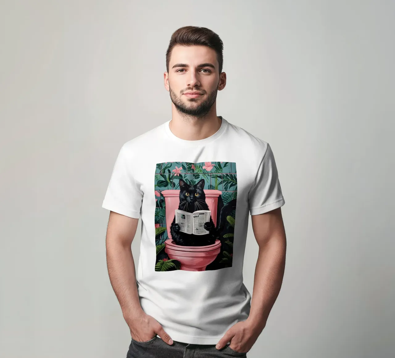 il gatto va in bagno t-shirt da JoyWalkerShop