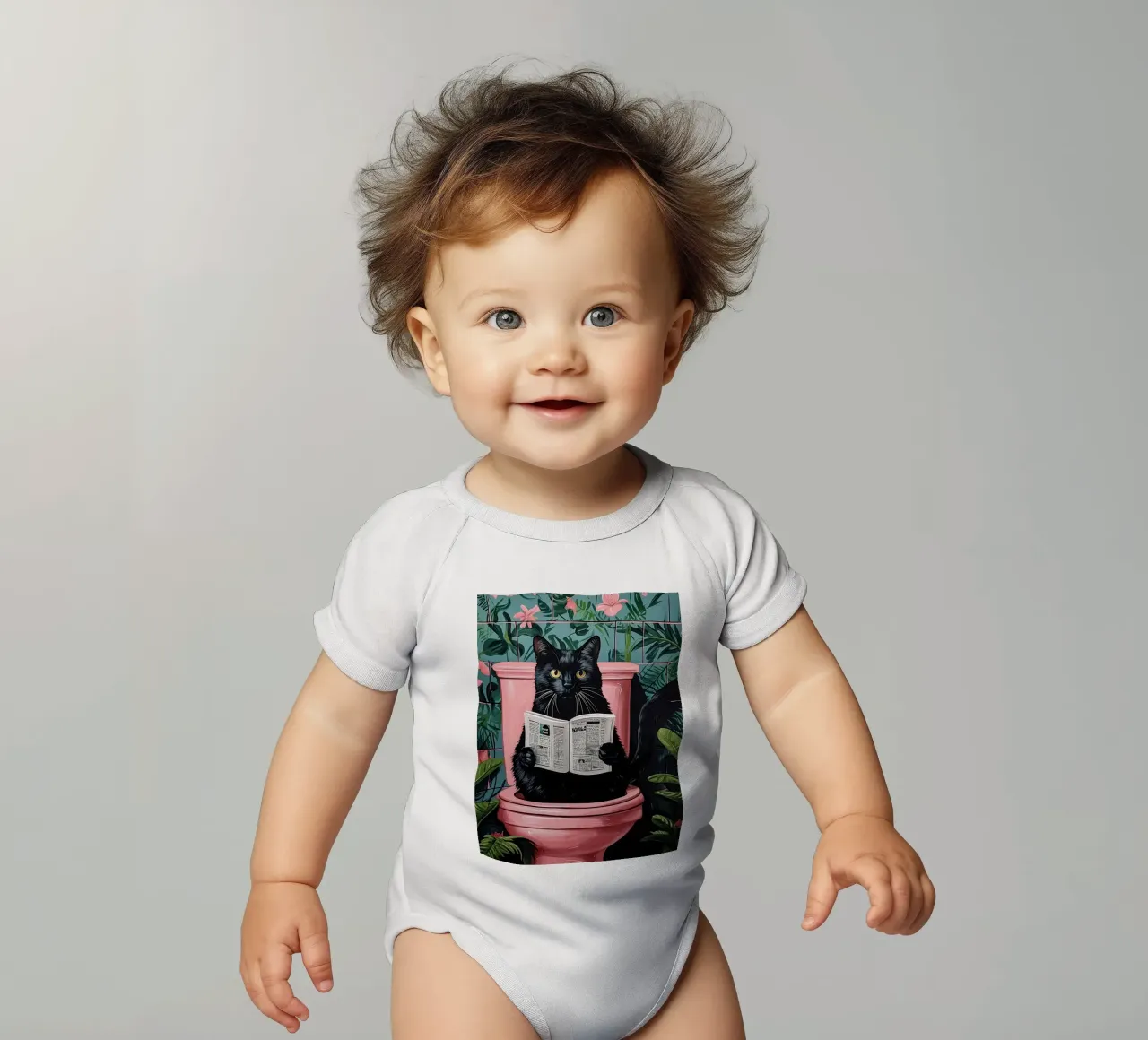 il gatto va in bagno body neonato maniche corte da JoyWalkerShop