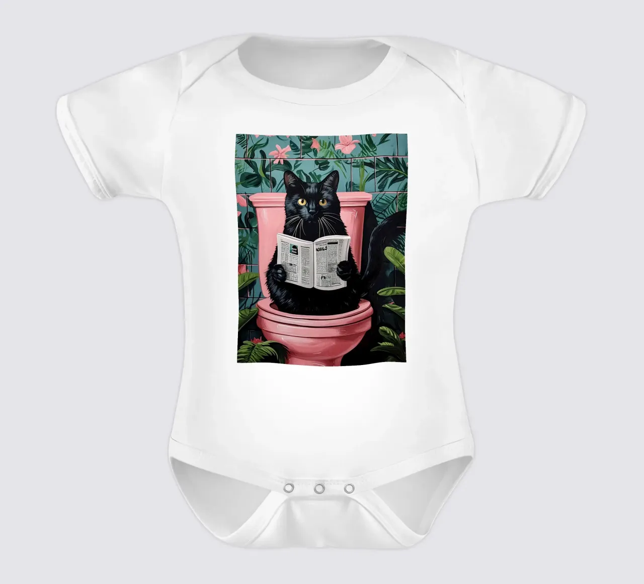 il gatto va in bagno body neonato maniche corte da JoyWalkerShop