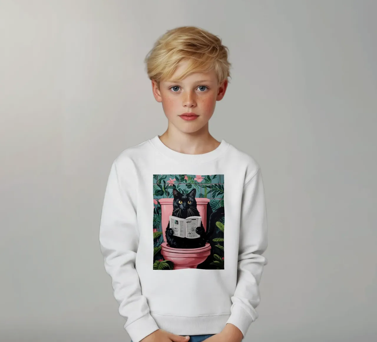 il gatto va in bagno felpa bambino da JoyWalkerShop