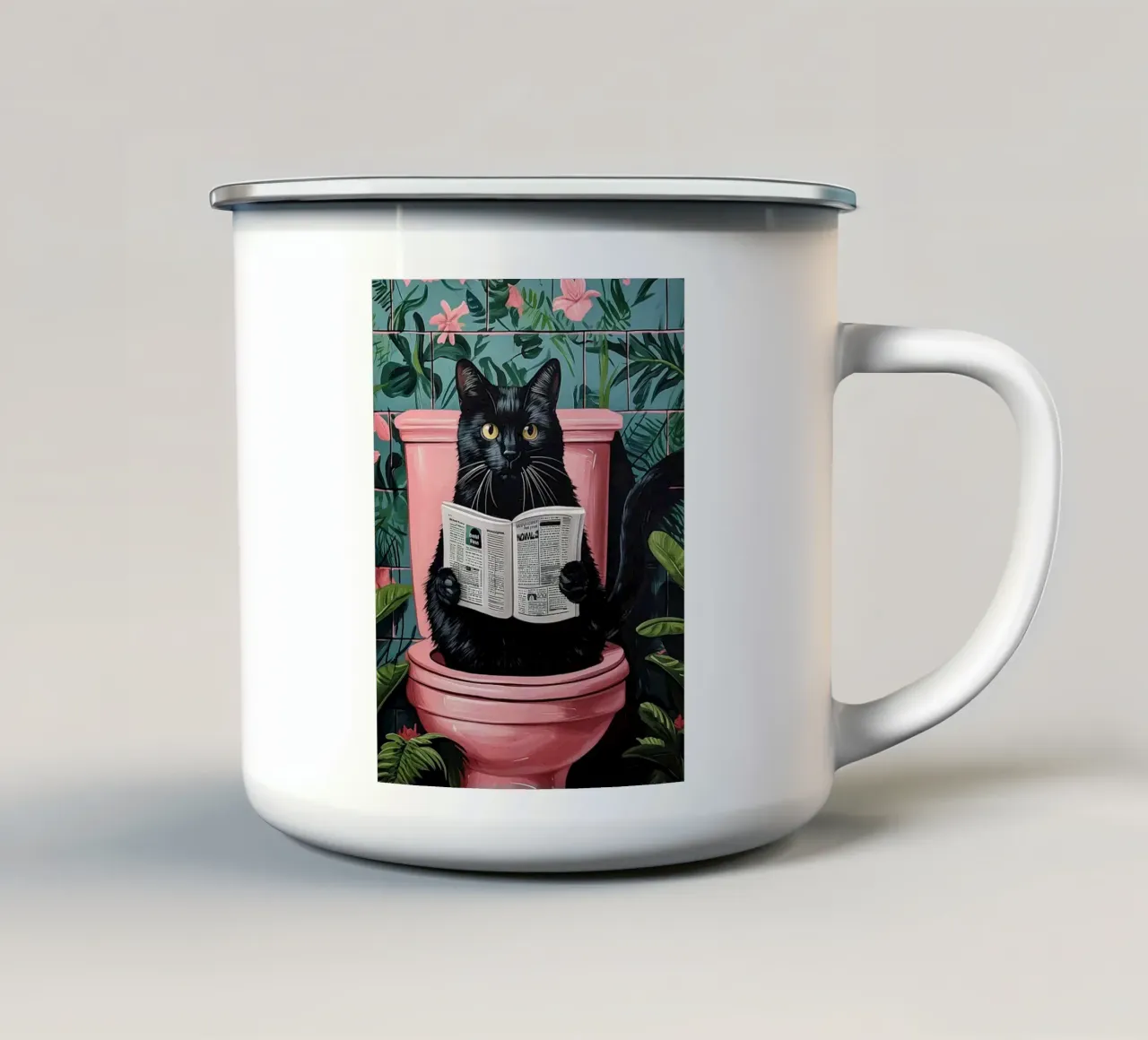 il gatto va in bagno tazza in smalto da JoyWalkerShop