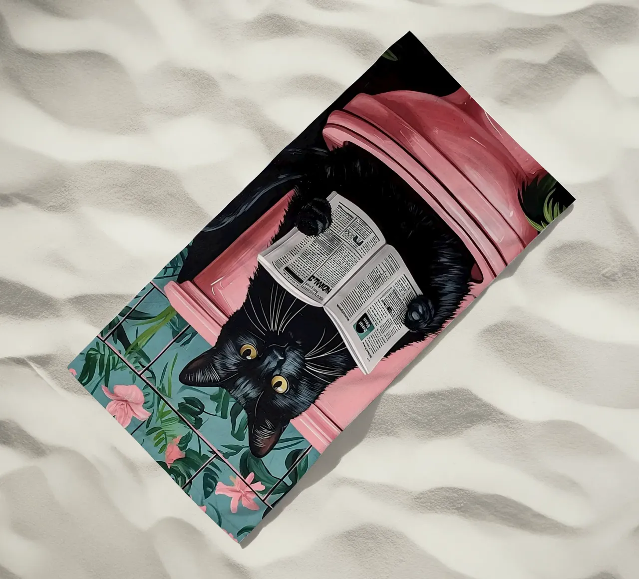 il gatto va in bagno telo mare da JoyWalkerShop