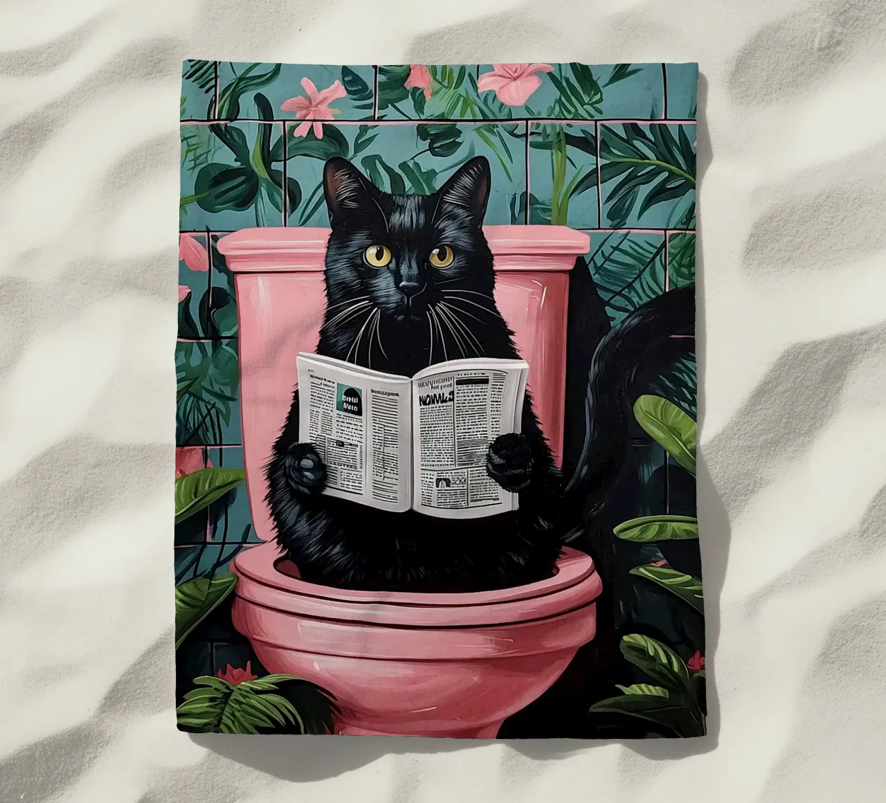 il gatto va in bagno telo mare da JoyWalkerShop