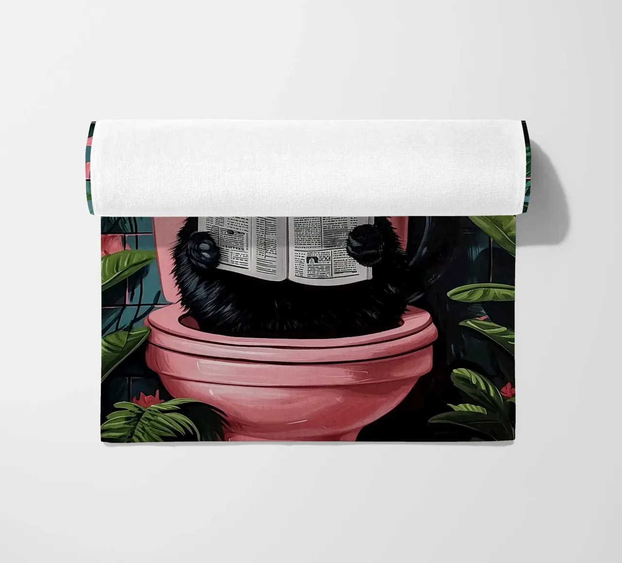 il gatto va in bagno telo mare da JoyWalkerShop