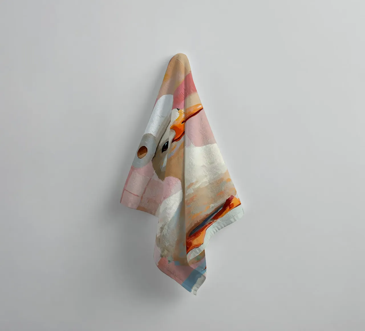 Eend met wc-hoed Schilderen badhanddoek van JoyWalkerShop