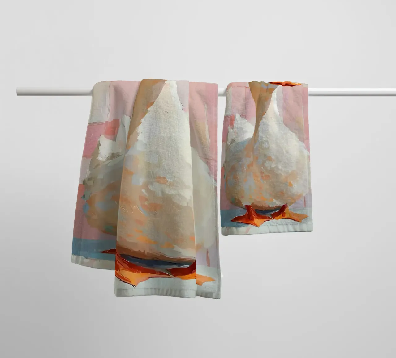 Eend met wc-hoed Schilderen badhanddoek van JoyWalkerShop