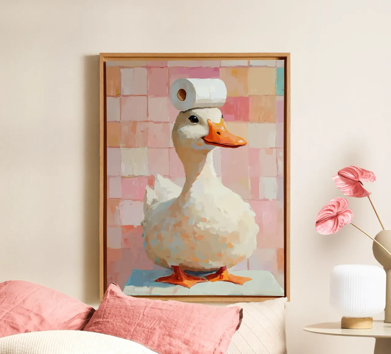 Eend met wc-hoed Schilderen canvas van JoyWalkerShop