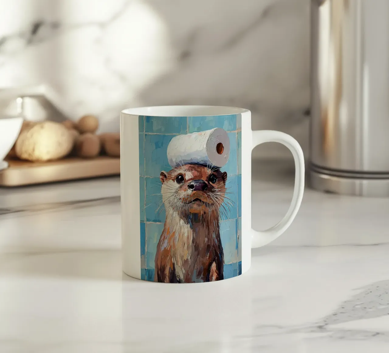Otter met wc-hoed Schilderen keramische mok van JoyWalkerShop