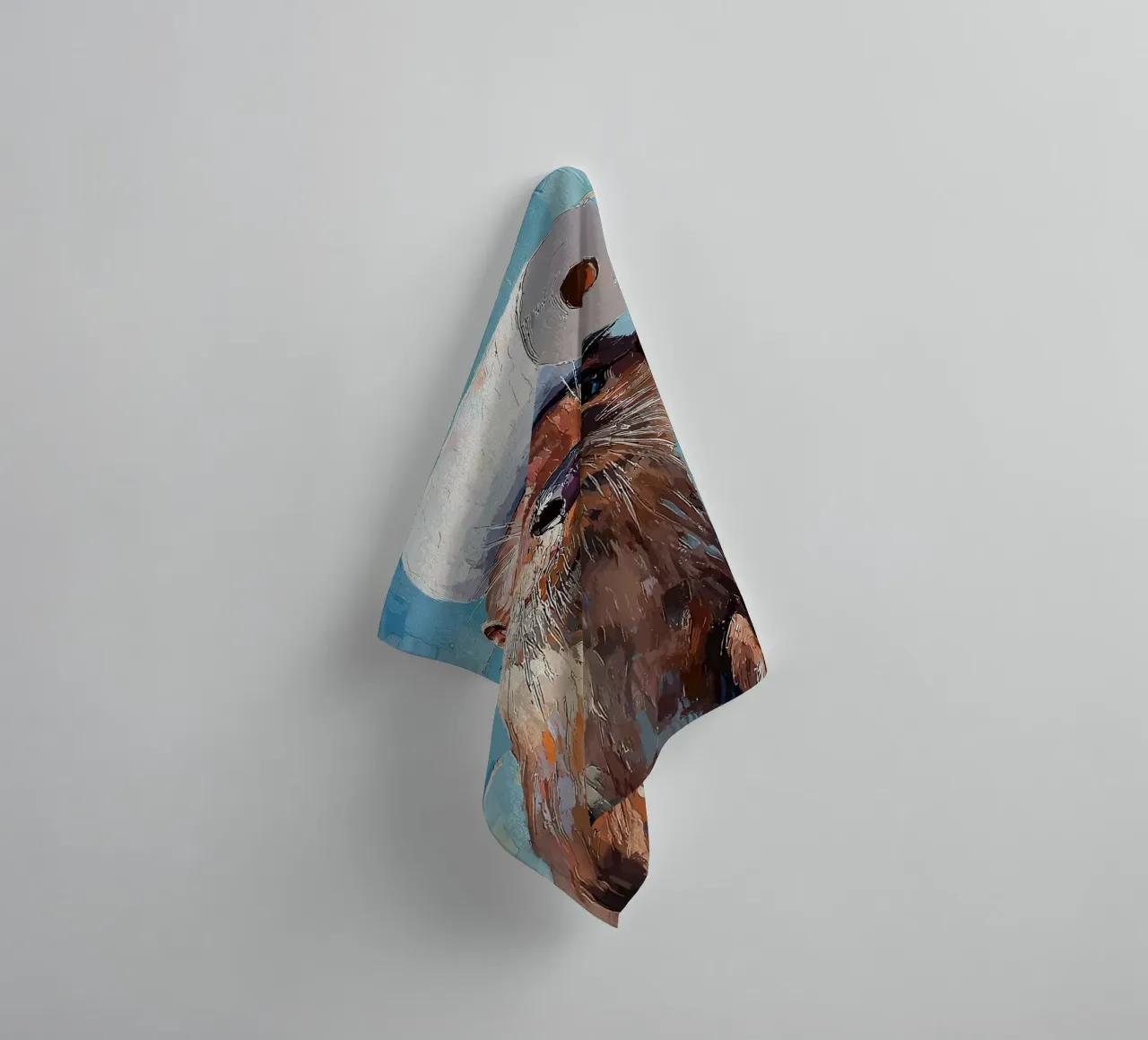 Otter met wc-hoed Schilderen badhanddoek van JoyWalkerShop