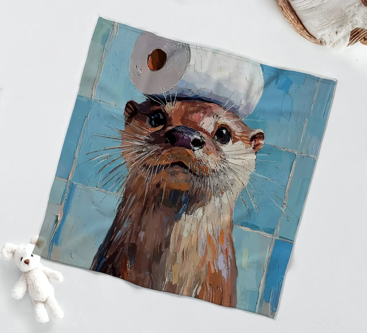 Otter met wc-hoed Schilderen fleecedeken van JoyWalkerShop
