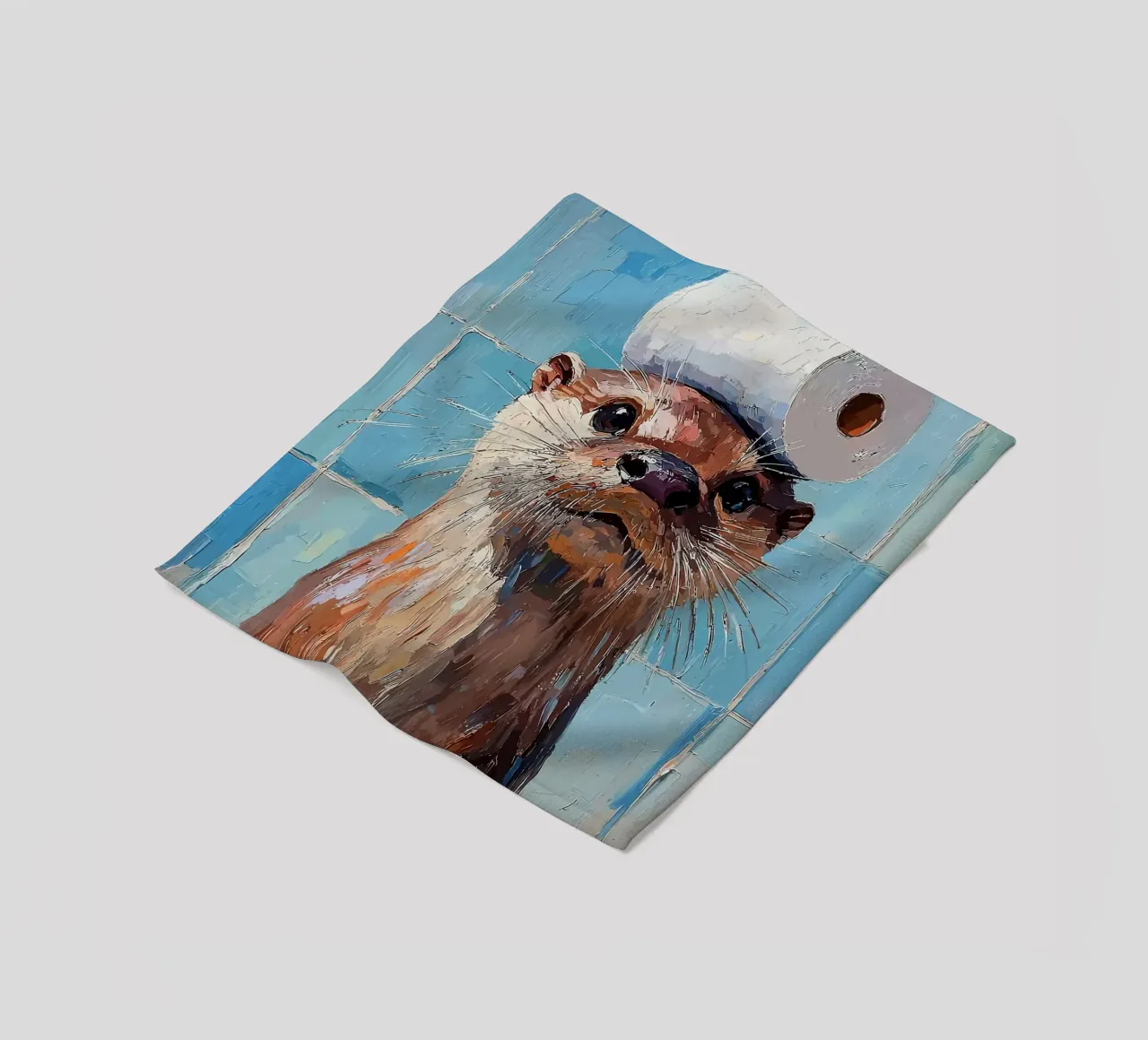 Otter met wc-hoed Schilderen fleecedeken van JoyWalkerShop