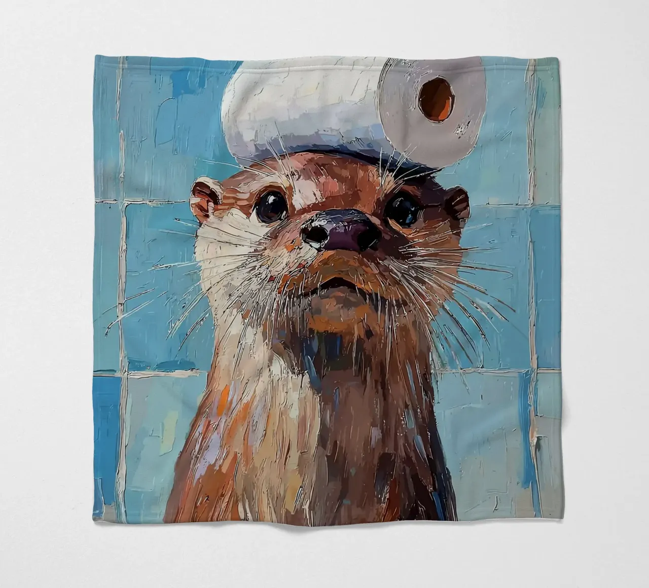 Otter met wc-hoed Schilderen fleecedeken van JoyWalkerShop