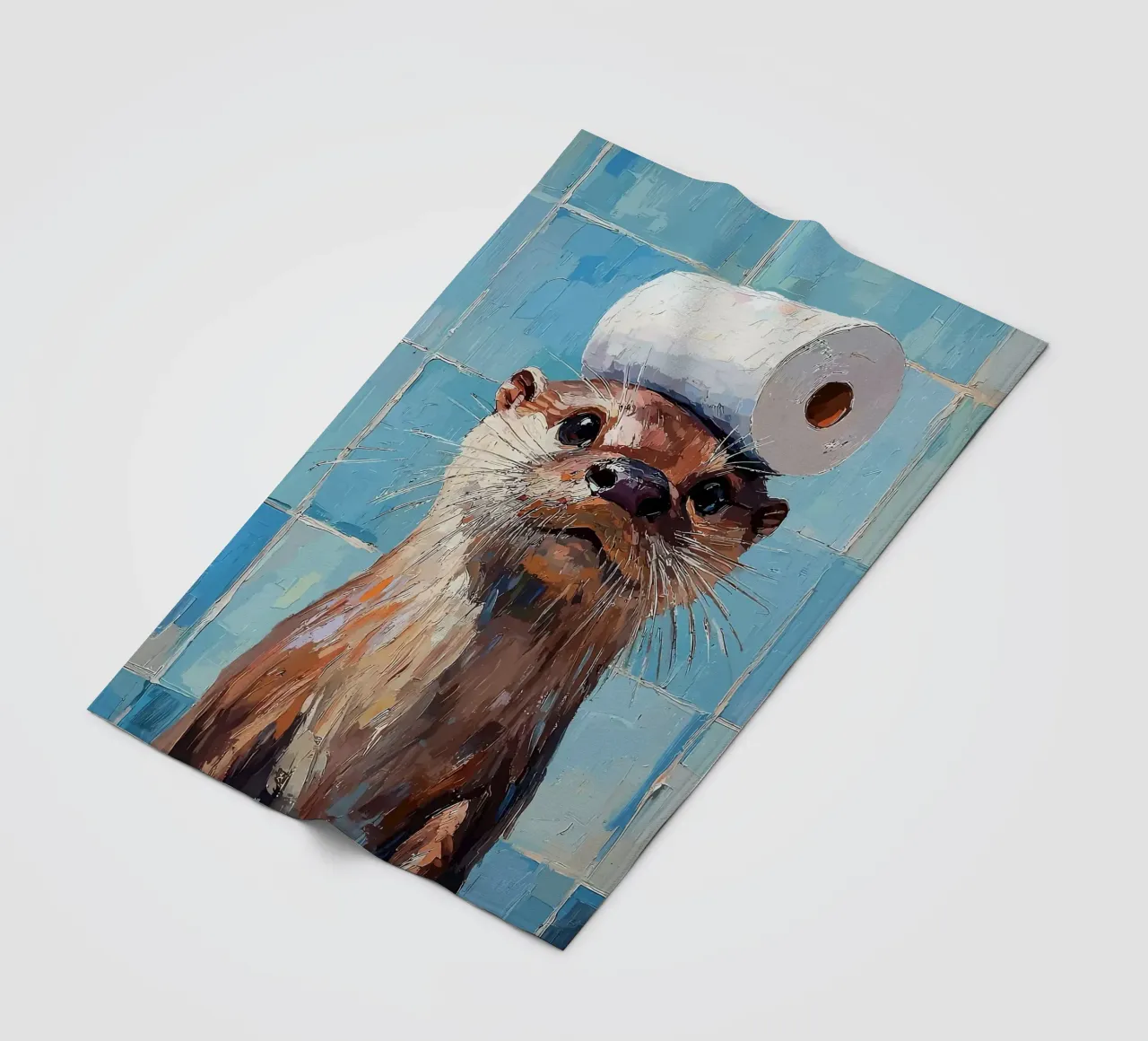 Otter met wc-hoed Schilderen fleecedeken van JoyWalkerShop