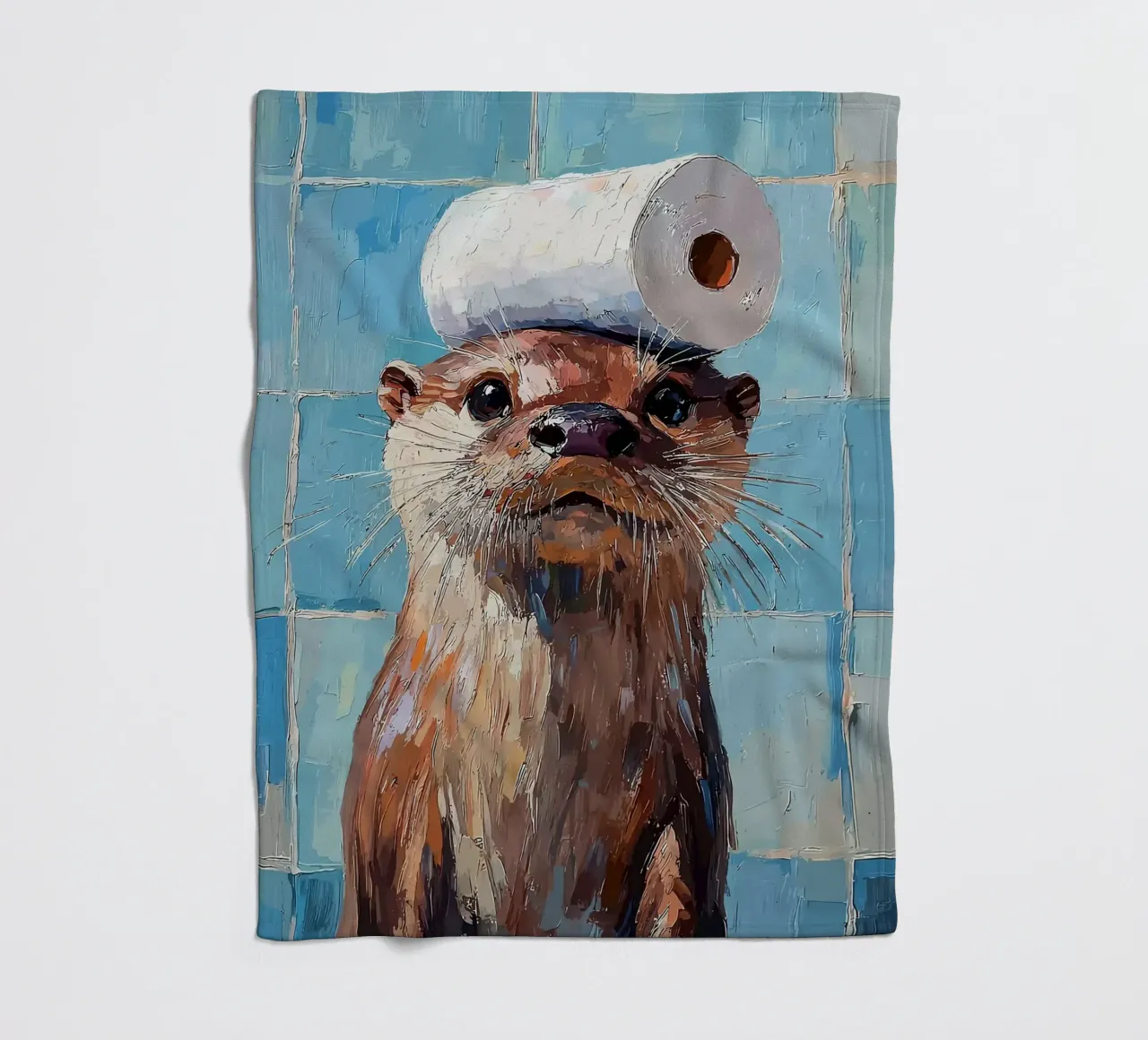 Otter met wc-hoed Schilderen fleecedeken van JoyWalkerShop