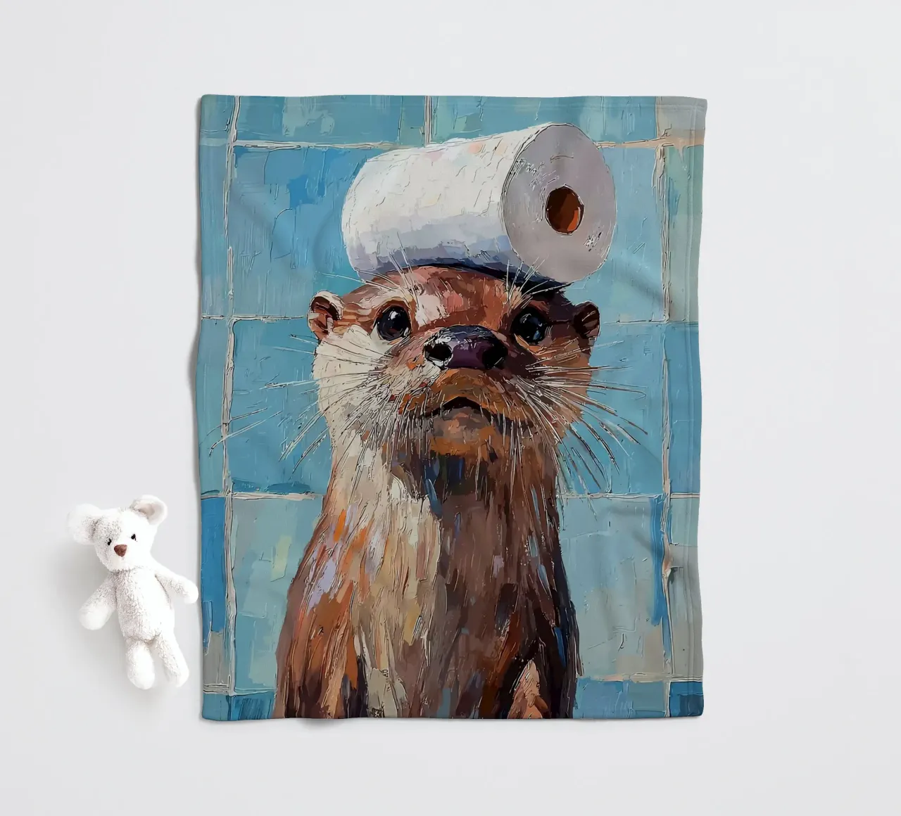 Otter met wc-hoed Schilderen fleecedeken van JoyWalkerShop