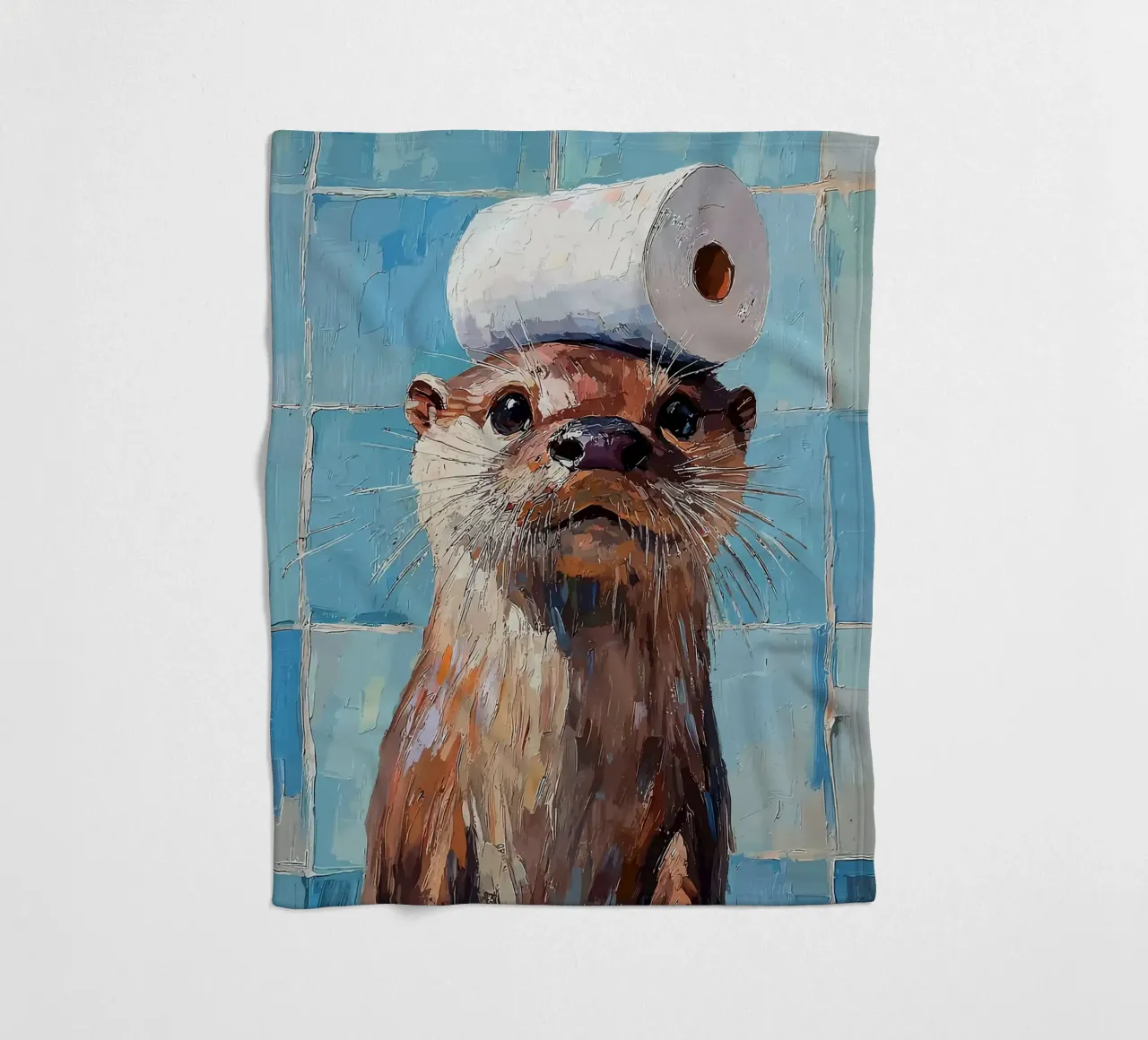 Otter met wc-hoed Schilderen fleecedeken van JoyWalkerShop