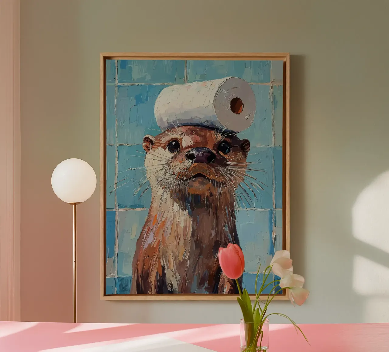 Otter met wc-hoed Schilderen canvas van JoyWalkerShop