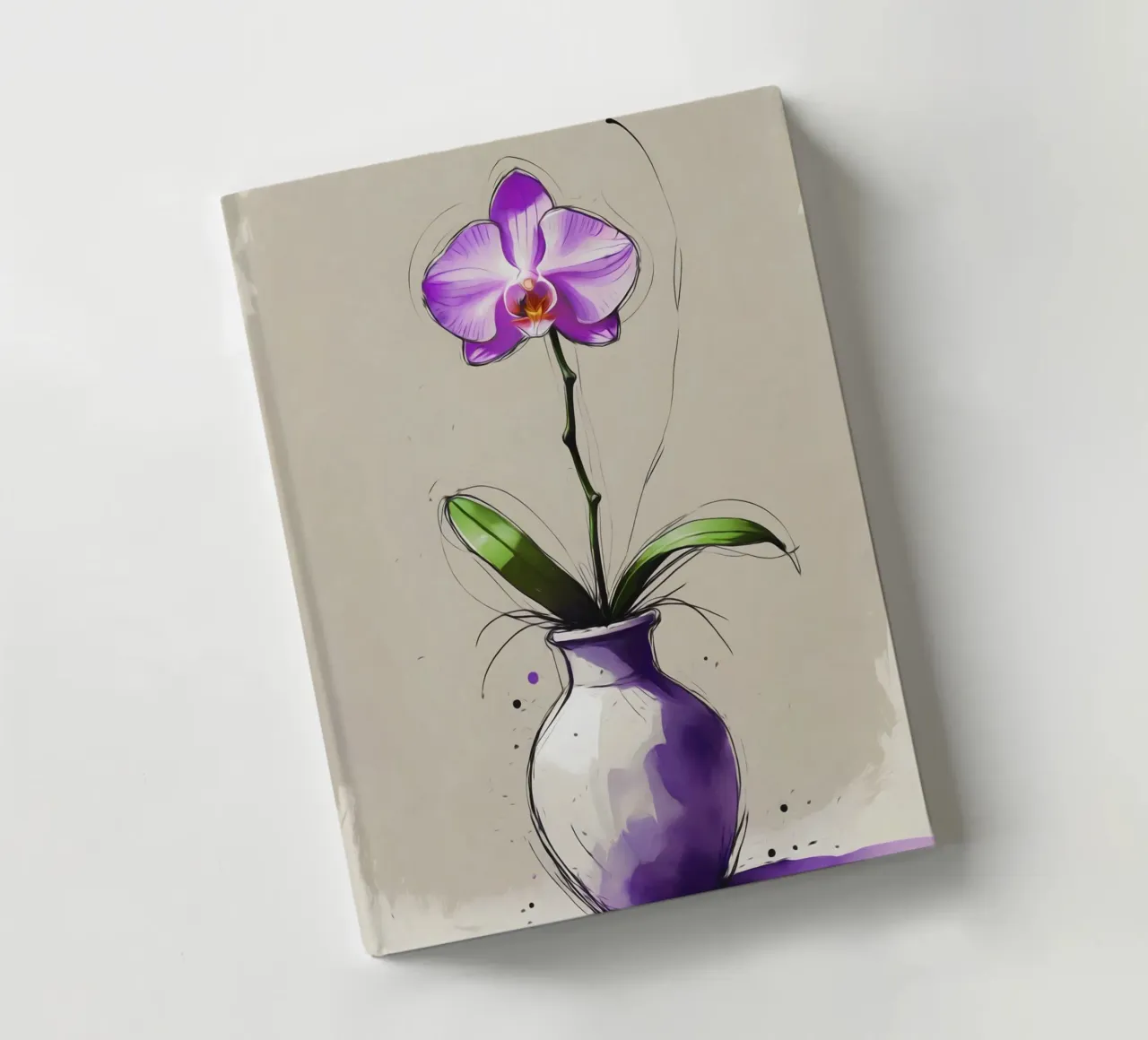 Peinture numérique d'une orchidée violette dans un vase carnet de notes de Bloom And Brush