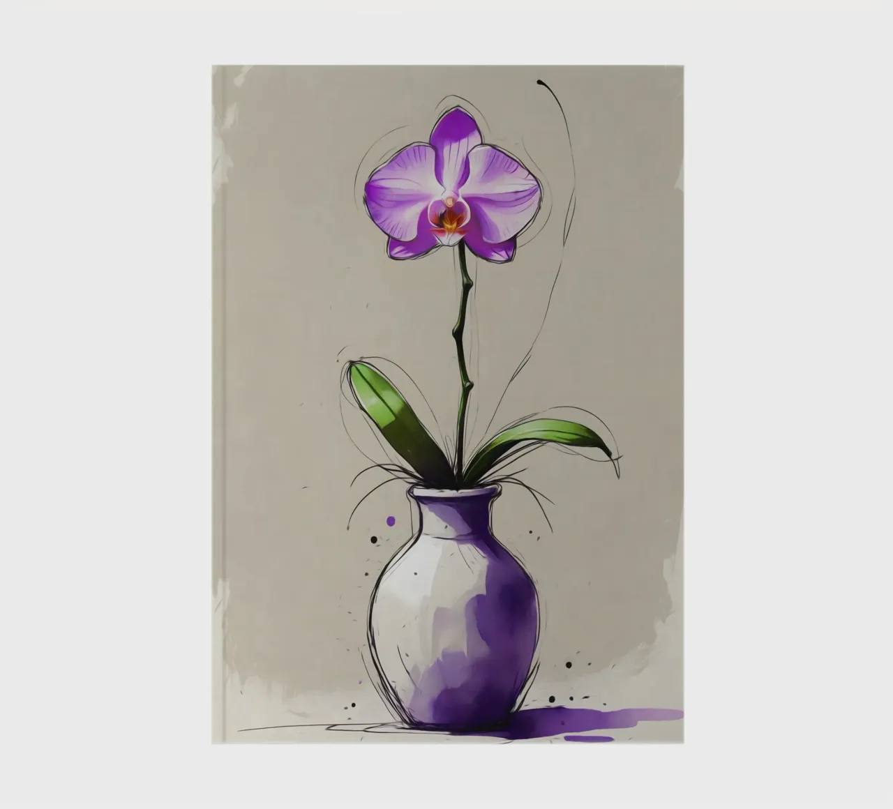 Peinture numérique d'une orchidée violette dans un vase carnet de notes de Bloom And Brush