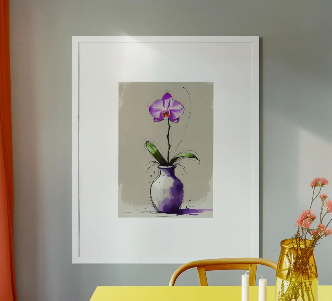 Peinture numérique d'une orchidée violette dans un vase hahnemühle de Bloom And Brush