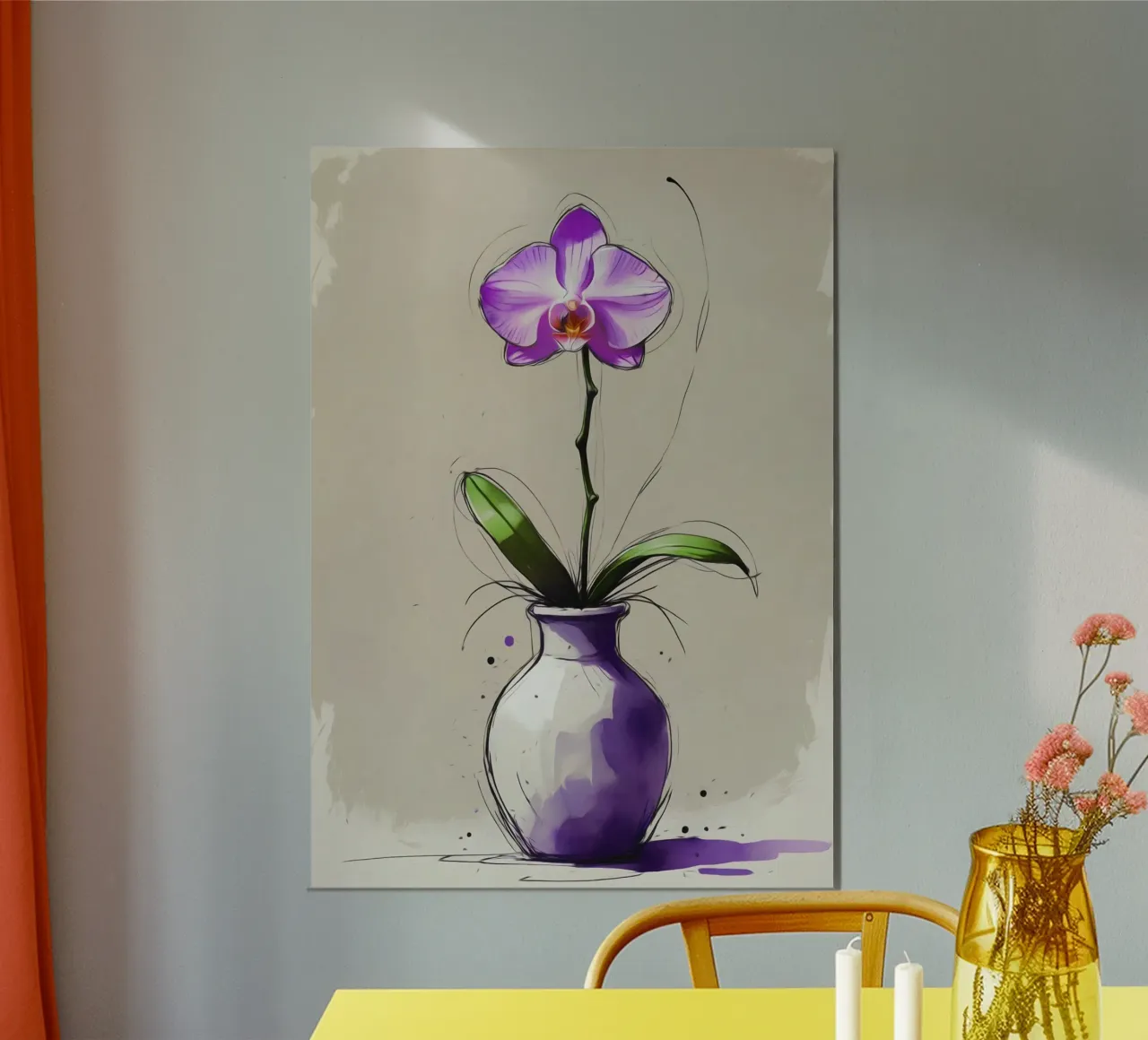 Peinture numérique d'une orchidée violette dans un vase hahnemühle de Bloom And Brush