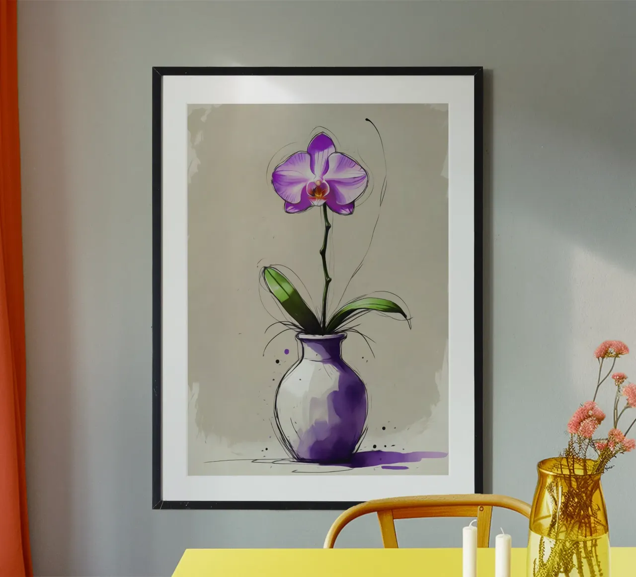 Peinture numérique d'une orchidée violette dans un vase hahnemühle de Bloom And Brush